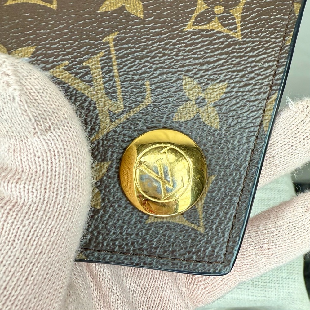 SOLD Louis Vuitton Black Calfskin & Brown Monogram Coated Canvas Double V Bag - Picture 15 of 17